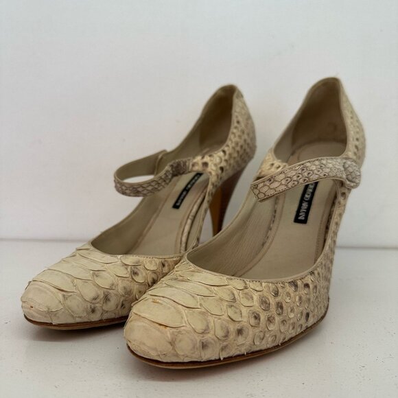GIORGIO ARMANI Cream Snakeskin Mary Jane - Picture 1 of 10